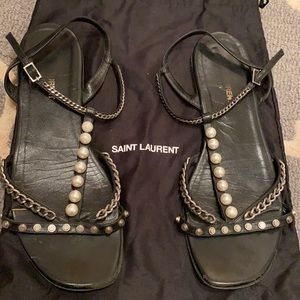 Authentic Saint Laurent Alice Black leather sandals 8